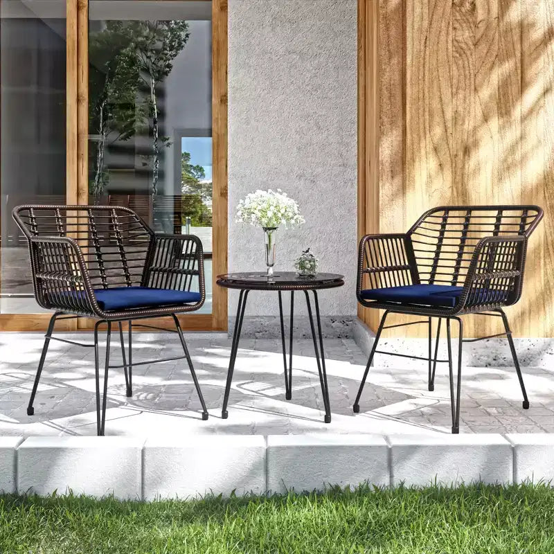 UPTIOT 3 Piece Wicker/rattan Seating Group With Cushions