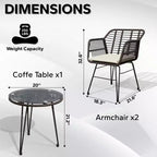 UPTIOT 3 Piece Wicker/rattan Seating Group With Cushions