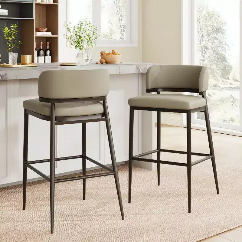 Christopher Knight Home Carolyn Industrial Metal and Leathaire Barstool (Set of 2)