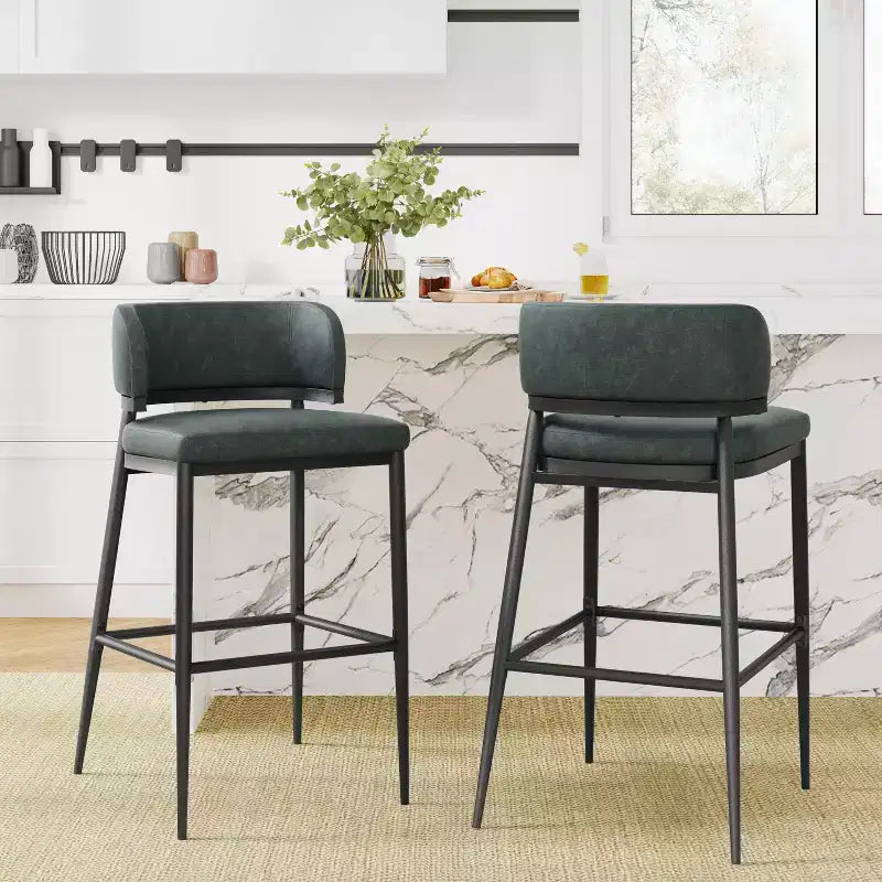 Christopher Knight Home Carolyn Industrial Metal and Leathaire Barstool (Set of 2)