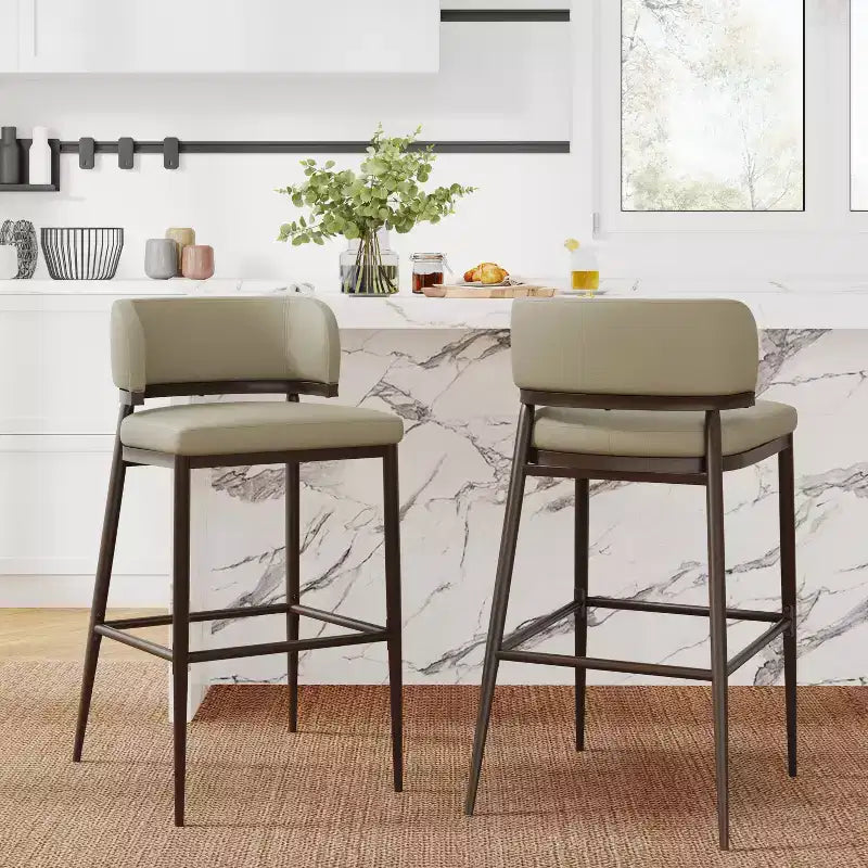 Christopher Knight Home Carolyn Industrial Metal and Leathaire Barstool (Set of 2)