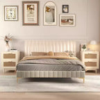 GDFStudio Regina 23.2 H Wood and Rattan Nightstand with Two Drawers