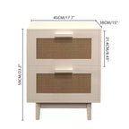 GDFStudio Regina 23.2 H Wood and Rattan Nightstand with Two Drawers