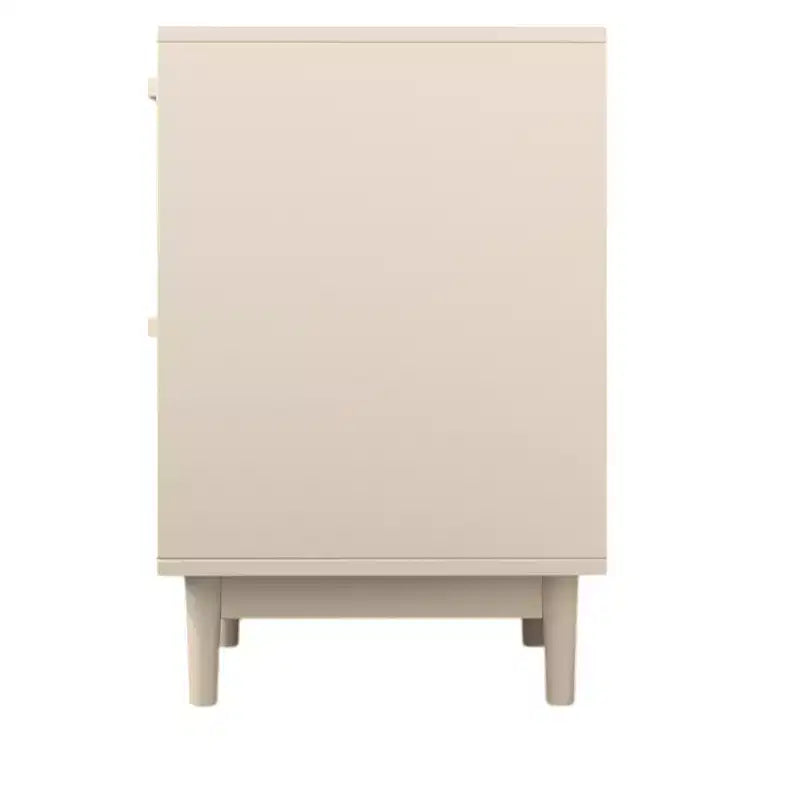 GDFStudio Regina 23.2 H Wood and Rattan Nightstand with Two Drawers