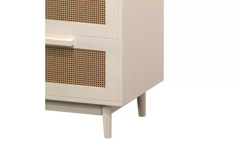 GDFStudio Regina 23.2 H Wood and Rattan Nightstand with Two Drawers