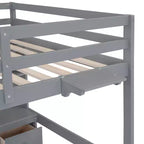 Whisen 78.4Lx 57.6W Full Size Loft Bed with Desk, Cabinets, Drawers and Bedside Tray, Built-in Charging Station, Multiple Storage