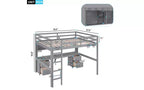 Whisen 78.4Lx 57.6W Full Size Loft Bed with Desk, Cabinets, Drawers and Bedside Tray, Built-in Charging Station, Multiple Storage