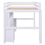 Whisen 78.4Lx 57.6W Full Size Loft Bed with Desk, Cabinets, Drawers and Bedside Tray, Built-in Charging Station, Multiple Storage