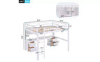Whisen 78.4Lx 57.6W Full Size Loft Bed with Desk, Cabinets, Drawers and Bedside Tray, Built-in Charging Station, Multiple Storage