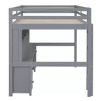 Whisen 78.4Lx 57.6W Full Size Loft Bed with Desk, Cabinets, Drawers and Bedside Tray, Built-in Charging Station, Multiple Storage