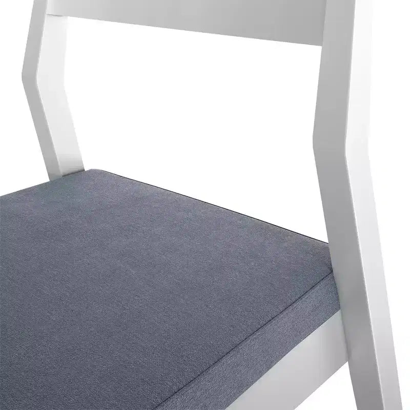 Plank+Beam Set of 2 Modern Dining Chairs, Cushioned Seat Kitchen Chair, Upholstered Solid Wood Chair for OfficeandLivingRoom, White/Slate