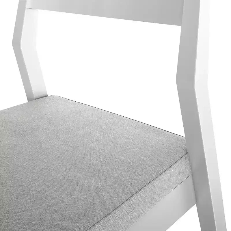 Plank+Beam Set of 2 Modern Dining Chairs, Cushioned Seat Kitchen Chair, Upholstered Solid Wood Chair for OfficeandLivingRoom, White/Cream