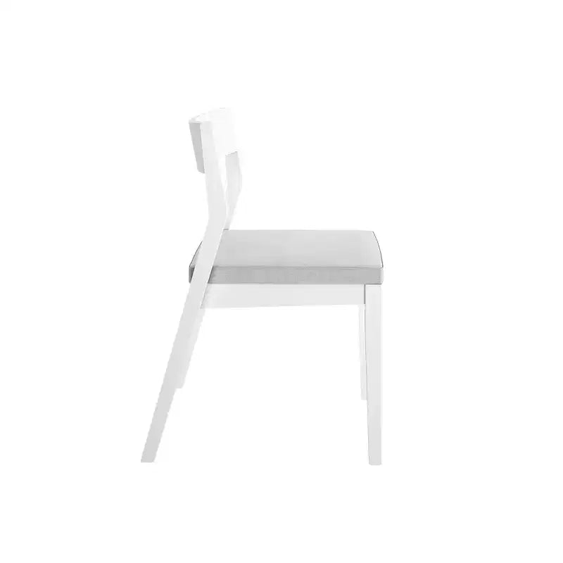Plank+Beam Set of 2 Modern Dining Chairs, Cushioned Seat Kitchen Chair, Upholstered Solid Wood Chair for OfficeandLivingRoom, White/Cream
