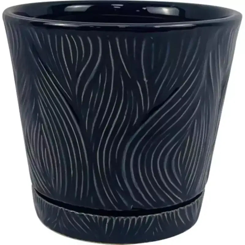 Border Concepts Ceramic Delica Loom Planter - 5.25 in. - Denim - Case of 6