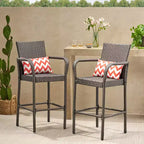 GDFStudio Conquista Outdoor Wicker 30 Inch Barstools (Set of 2)