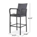 GDFStudio Conquista Outdoor Wicker 30 Inch Barstools (Set of 2)