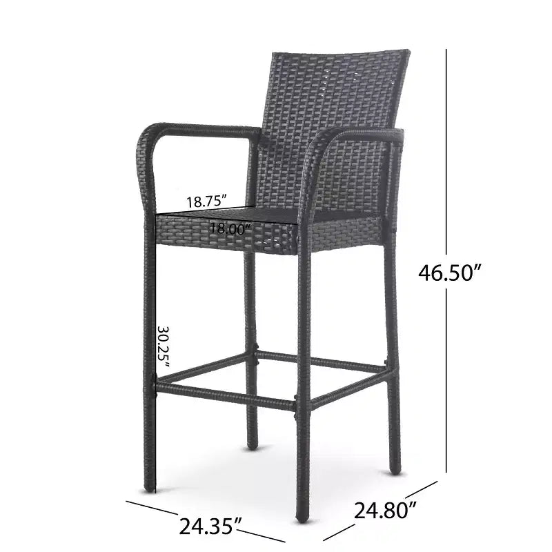 GDFStudio Conquista Outdoor Wicker 30 Inch Barstools (Set of 2)