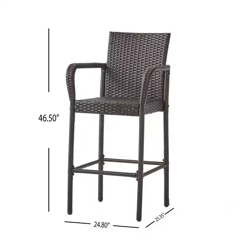 GDFStudio Conquista Outdoor Wicker 30 Inch Barstools (Set of 2)