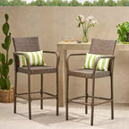 GDFStudio Conquista Outdoor Wicker 30 Inch Barstools (Set of 2)