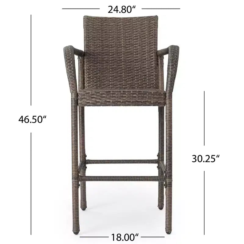 GDFStudio Conquista Outdoor Wicker 30 Inch Barstools (Set of 2)