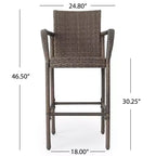 GDFStudio Conquista Outdoor Wicker 30 Inch Barstools (Set of 2)