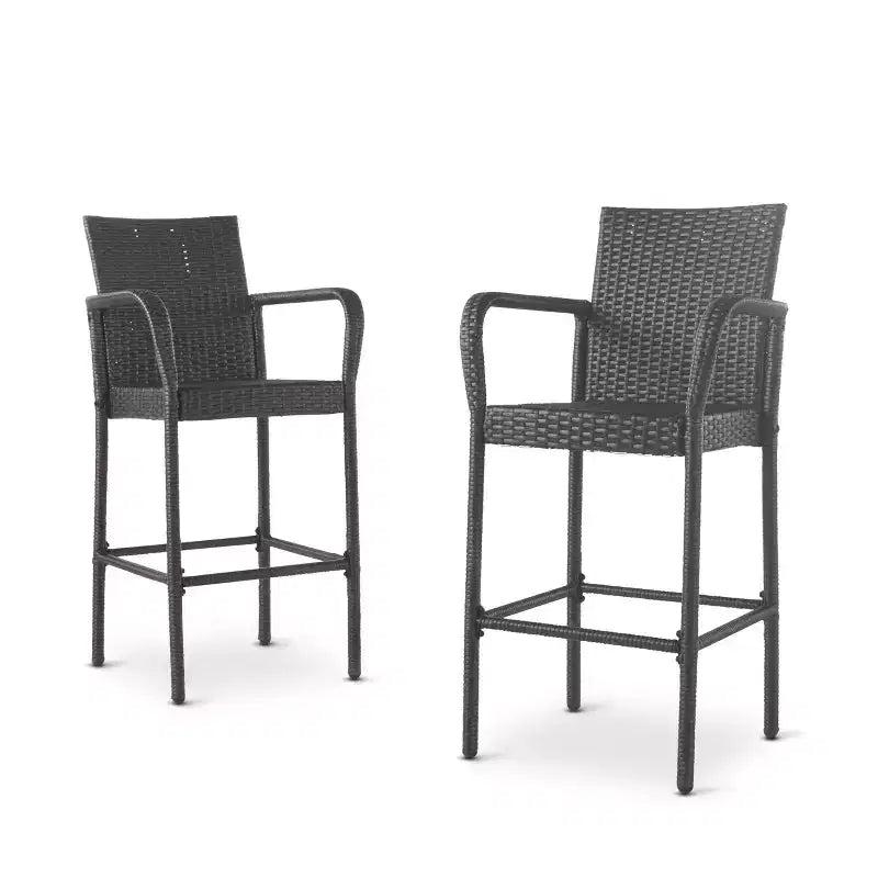 GDFStudio Conquista Outdoor Wicker 30 Inch Barstools (Set of 2)