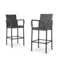 GDFStudio Conquista Outdoor Wicker 30 Inch Barstools (Set of 2)