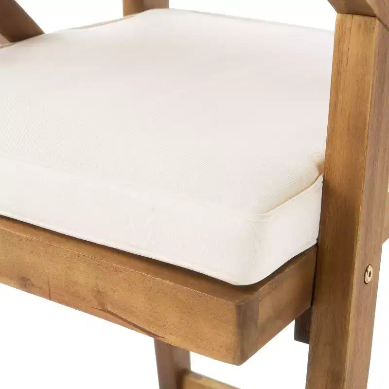 GDFStudio Baia Outdoor Acacia Wood 29 Inch Barstools with Cushion (Set of 2)