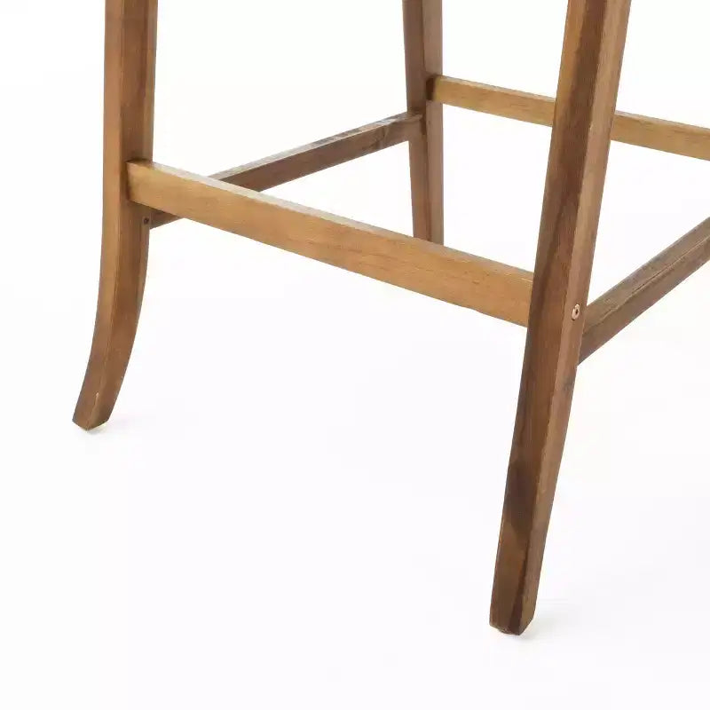 GDFStudio Baia Outdoor Acacia Wood 29 Inch Barstools with Cushion (Set of 2)
