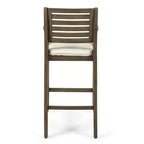 GDFStudio Baia Outdoor Acacia Wood 29 Inch Barstools with Cushion (Set of 2)