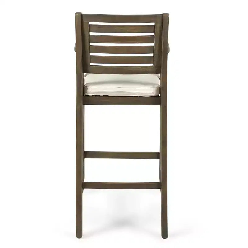 GDFStudio Baia Outdoor Acacia Wood 29 Inch Barstools with Cushion (Set of 2)
