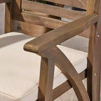GDFStudio Baia Outdoor Acacia Wood 29 Inch Barstools with Cushion (Set of 2)