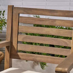 GDFStudio Baia Outdoor Acacia Wood 29 Inch Barstools with Cushion (Set of 2)