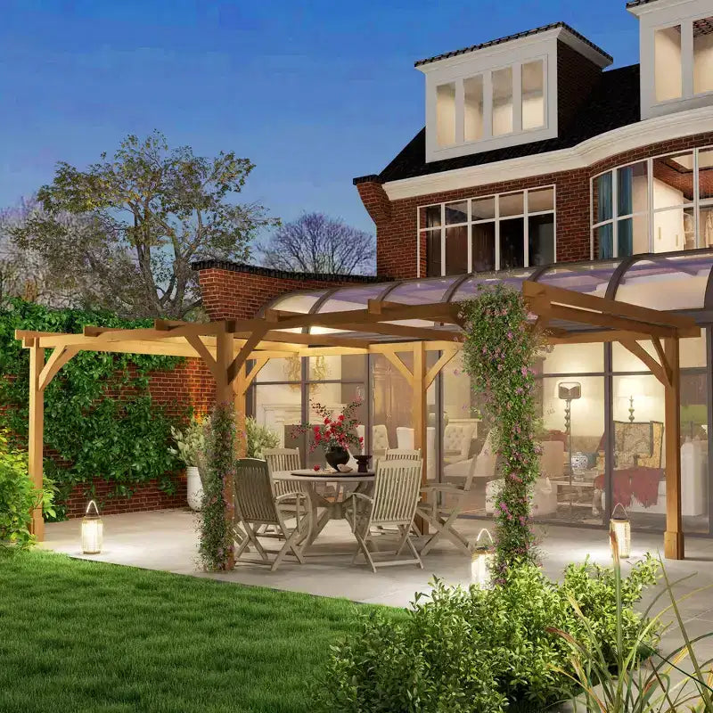 Outsunny Outdoor Pergola, Wood Gazebo Grape Trellis with Stable Structure, Dark Brown