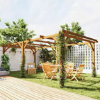 Outsunny Outdoor Pergola, Wood Gazebo Grape Trellis with Stable Structure, Dark Brown