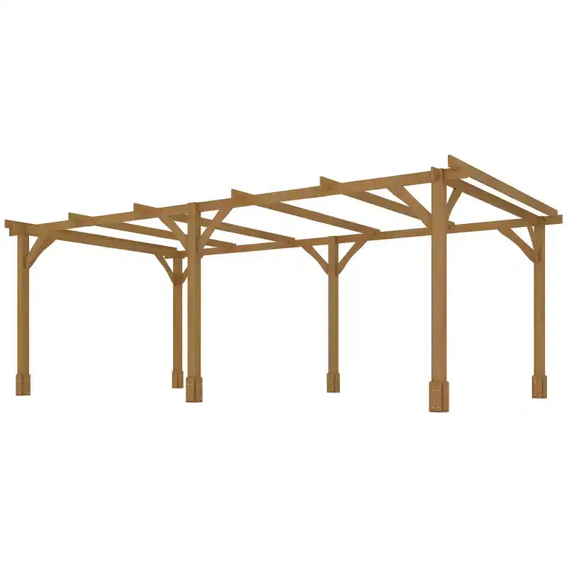 Outsunny Outdoor Pergola, Wood Gazebo Grape Trellis with Stable Structure, Dark Brown