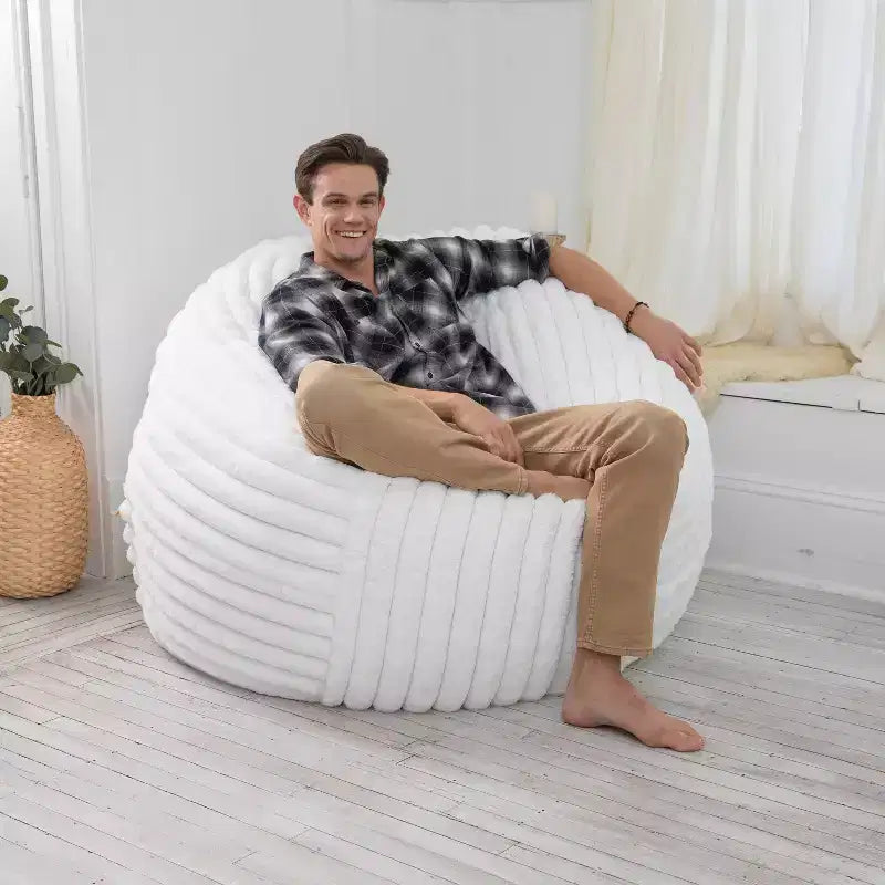 Jaxx 5 Foot Saxx Bean Bag Chair for Adults - Luxe Faux Fur