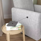 DHP Step Swivel Accent Chair with USB, Light Gray Linen