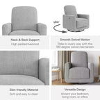 DHP Step Swivel Accent Chair with USB, Light Gray Linen
