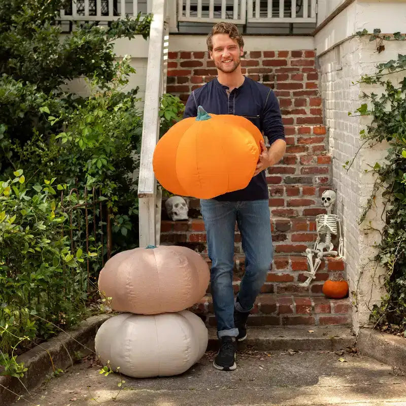 Jaxx Pumpkin Pouf - Luxurious Ottoman for Fall & Halloween Dcor