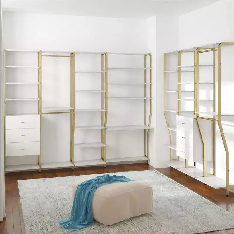 Gwyneth Closet - Hanging Rods, White Faux Marble and Golden Bronze