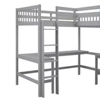 Whisen 119''L  79.5''W Wood Twin Size L-Shaped Loft Bed with Ladder and 2 Built-in L-Shaped Desks
