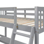 Whisen 119''L  79.5''W Wood Twin Size L-Shaped Loft Bed with Ladder and 2 Built-in L-Shaped Desks