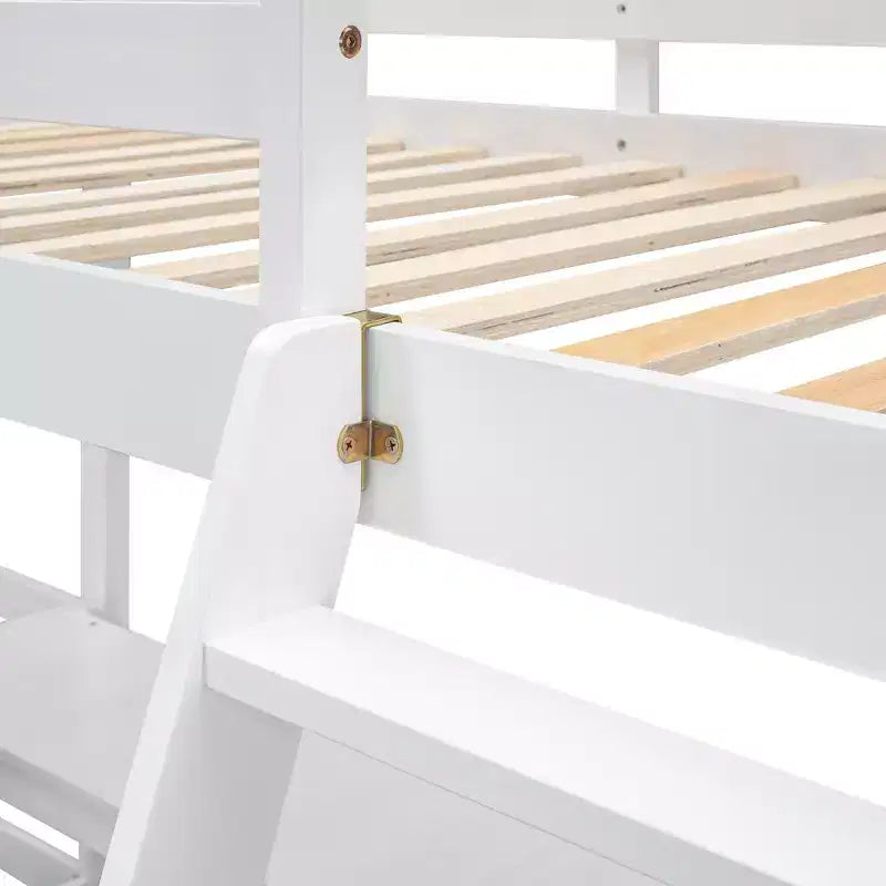 Whisen 119''L  79.5''W Wood Twin Size L-Shaped Loft Bed with Ladder and 2 Built-in L-Shaped Desks