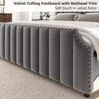 WhizMax Queen/King Size Bed Frame with 50.2 Tall Headboard, Velvet Upholstered Bed Frame Queen with Vertical Channel Tufted Headboard & Footboard