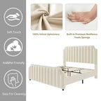 WhizMax Queen/King Size Bed Frame with 50.2 Tall Headboard, Velvet Upholstered Bed Frame Queen with Vertical Channel Tufted Headboard & Footboard