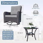 ALAULM Patio Furniture Set Outdoor Swivel Gliders Rocker, Wicker Patio Bistro Set, Rocking Chair with Tempered Glass Table and Thickened Cushions