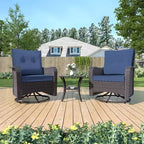 ALAULM Patio Furniture Set Outdoor Swivel Gliders Rocker, Wicker Patio Bistro Set, Rocking Chair with Tempered Glass Table and Thickened Cushions