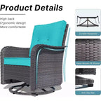 ALAULM Patio Furniture Set Outdoor Swivel Gliders Rocker, Wicker Patio Bistro Set, Rocking Chair with Tempered Glass Table and Thickened Cushions