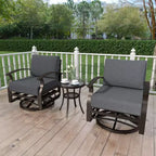 ALAULM 3 PCS Patio Furniture Set, Outdoor Aluminum Swivel Gliders Rocker, Patio Bistro Set Rocking Chair w/Cushions & coffee table